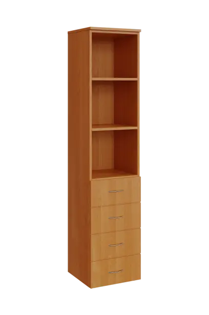 N 5 - 44ZN kancelářská skříň, 4-zásuvková/nika, 1800x400x400, olše jantar